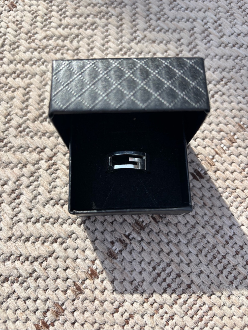 Gucci Silver-(925) Ring with Geometric Cutout (17 Italian or 8 US)